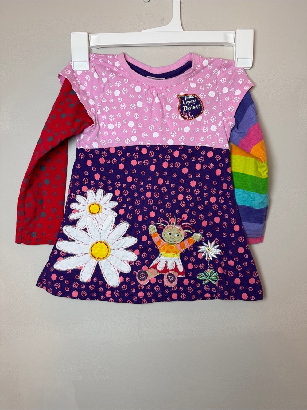 Upsy Daisy Colorful Daisy Applique Dress - Pink & Navy. Size 2-3Y